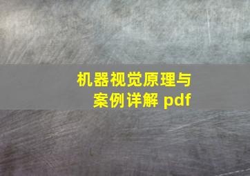 机器视觉原理与案例详解 pdf